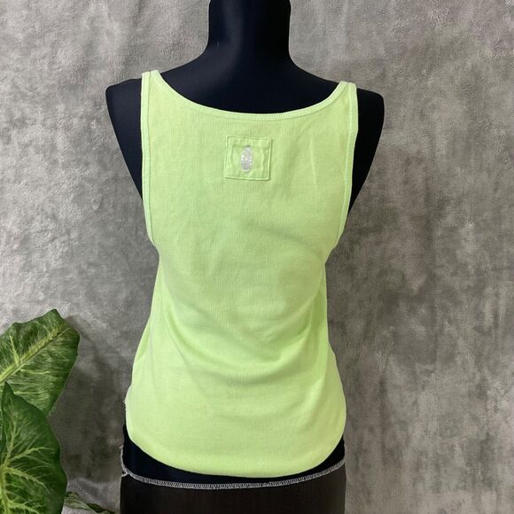 Free People Movement Throw and Go Tank Top M lime sq. Neck ribbed rounded hem - Picture 2 of 9